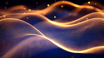 Poster - Dynamic wave patterns created by glowing particles in a dark background