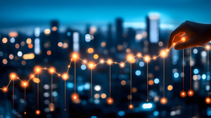 Poster - Analyzing business trends urban environment data visualization night cityscape insightful perspective