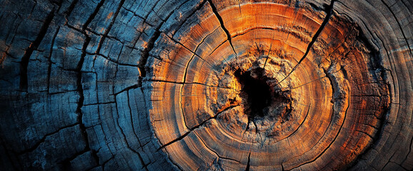 Aufkleber - Close-up of a tree trunk with concentric growth rings and vibrant colors, showcasing the texture and natural beauty of wood, symbolizing age, time, and nature's patterns.