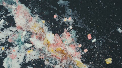 Poster - the composition's visual appeal is heightened by the vibrant hues of multicolored spot gasoline, whi