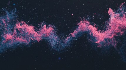 Poster - A digital backdrop composed of points and lines in an abstract form, featuring a glowing plexus, represents big data, network, or connection, set against an abstract technology and science
