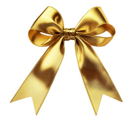 Canvas Print - A gold ribbon bow is shown on a white background