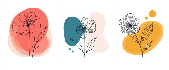 minimal botanical graphic sketch line art drawing, trendy tiny tattoo design with floral elements, modern illustration featuring floral motifs in a sleek tattoo style, a minimalist botanical line art