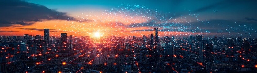 Poster - Internet access shaping a digital society, global networks and communication, seamless integration of technology in daily life, hightech urban visuals, 8K clarity