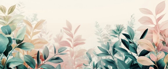 Poster - Featuring exotic leaves in a watercolor style with golden art line details, this abstract luxury background is designed as a botanical banner with tropical plants. It is ideal for wallpaper design,