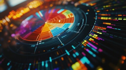 Poster - A close-up of a colorful pie chart on a computer screen, showcasing data distribution and percentages in a clear and engaging way.