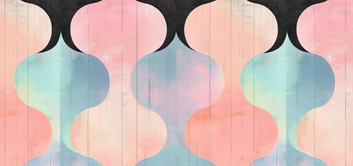 Poster - This 3D rendered graphic depicts an abstract holographic rainbow background with distorted black and iridescent lines