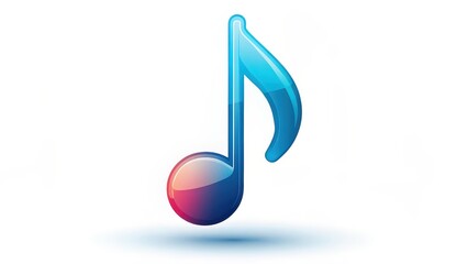 Poster - Glossy Music Note Icon on White Background