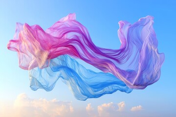 Poster - Stock background with a flowing, iridescent holographic display of pink and cyan