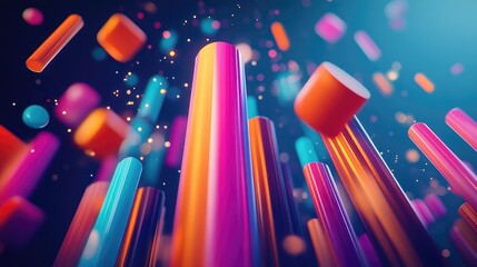 Poster - A dynamic D bar graph showing quarterly financial growth, with vibrant colors and data points emphasizing key market trends and corporate revenue projections.