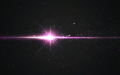 A purple digital beam or lens flare is set against a transparent or png background, capturing the essence of galaxy magic and a ray of light with a star, surrounded by spark, flash, and abstract