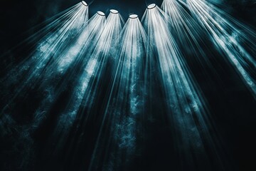 Poster - Digital Rays of Hope features a balanced composition where a soft ray of light with a subtle volumetric effect breaks through a dark website background to offer optimism