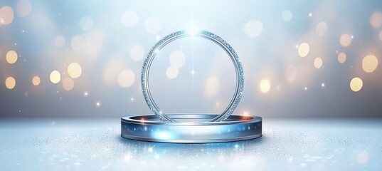 Poster - the image features a blue magical fantasy portal, characterized by a round light frame and a futuris