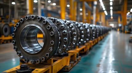 Aufkleber - Industrial scene with metal parts arranged on a production line