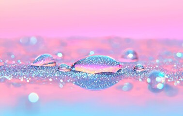 Poster - Magnified image of a dark rainbow holographic dot foil, exhibiting a colorful hologram surface against a backdrop of glittering pixels