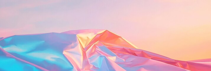 Poster - abstract holographic background with pastel light purple and light blue hues