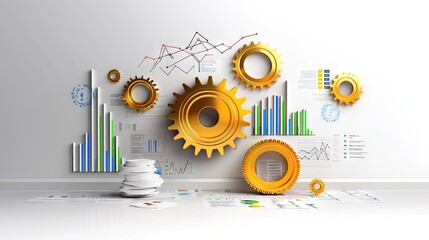 Poster - a clean and modern business innovation design, symbolizing strategy and branding through charts and 