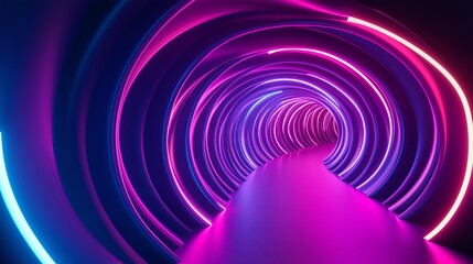 Poster - A tunnel of infinite neon spirals leading into another dimension
