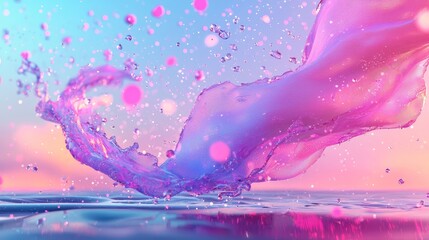 Poster - A soft pink pastel holographic backdrop with a slight blur