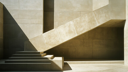 Aufkleber - A staircase with sharp geometric shadows