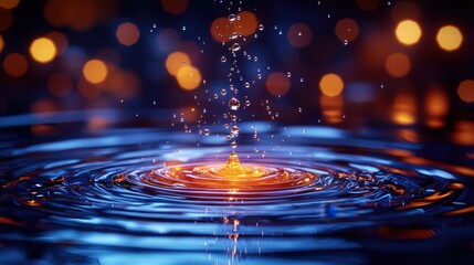 Poster - Closeup of a water drop reflecting light with stunning clarity and brightness