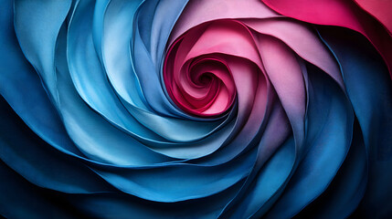 Poster - Colorful spiral rose with blue and pink petals