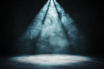 Poster - A beautiful lighting projector with a wide lens is used for equipment in show presentations that take place at night on a smoke abstract background