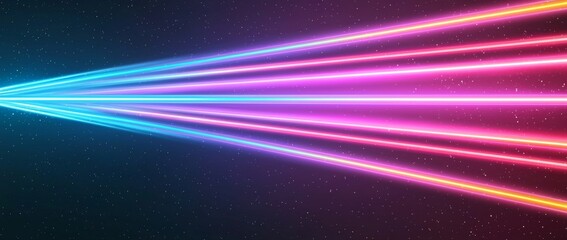 Fototapete - A cosmic abstract background is composed of a substrate with abstract blue hues, accompanied by neon rays, flashes of light, faces, and lines