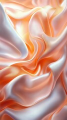 Poster - Soft silk fabric in orange and white colors drapes elegantly creating a luxurious texture