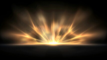 Poster - The scene is set with a golden background, gold lights, shiny stars, and rays, all complemented by sparkles and glittering particles, forming a merry Christmas abstract festive background