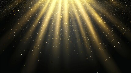 Poster - Gold illumination on a golden background with shiny celestial bodies and rays, along with sparkles or glittering particles, creates a merry Christmas festive abstract background
