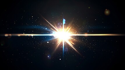 Poster - For a sun overlay design, the background has a bright blue light with flares and glow