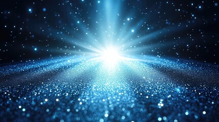 Poster - Ethereal blue abstract background with shimmering lights and sparkles, creating a sense of depth and tranquility.