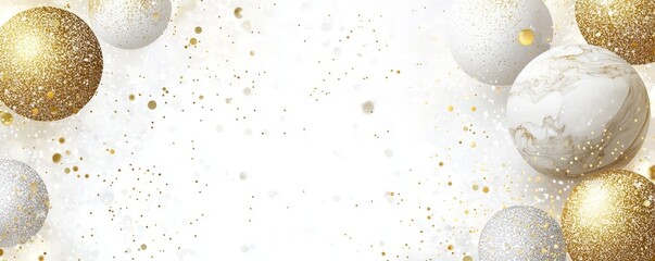 Poster - The Christmas scene is set against a festive abstract defocused background with golden lights, beautiful bokeh, and a wide banner format that includes copy space