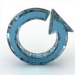 Poster - A glossy turquoise circular arrow icon, symbolizing refresh, progress, and direction in a modern design.