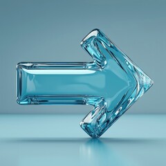 Aufkleber - A glossy turquoise arrow icon, symbolizing direction and movement, set against a soft blue background.