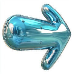 Aufkleber - Glossy turquoise arrow icon with a reflective surface, symbolizing direction and movement in a modern design.