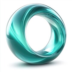 Aufkleber - 3D shimmering turquoise circle icon with an arrow design, symbolizing direction and innovation.