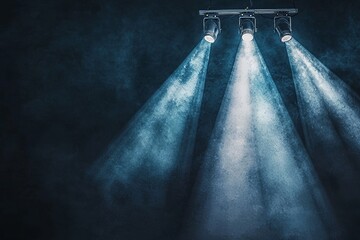 Poster - Spot lights or stage lights shining on a background that includes copy space