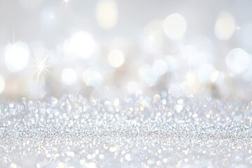 Poster - an abstract white and silver background with starry glittering lights serves as a festive setting to