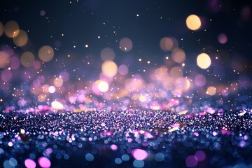 Poster - De-focused abstract glitter set against a background of silver, gold, and blue lights