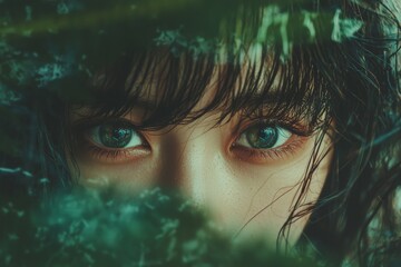 Poster - Future woman concept that includes an advanced cyber technology eye panel