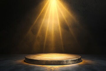 Poster - A gold flare of light on wood flooring is depicted in an abstract image