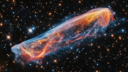 A starry night cosmos, with a glowing nebula cloud radiating deep-space energy