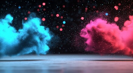 Poster - A background template that exudes a retro vibe, with a blend of rough and abstract elements, grainy noise, and a grungy space, painted with a mix of black, blue, orange, red, and white in a spray