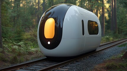 Poster - A train traveling smoothly along the tracks in a picturesque outdoor setting