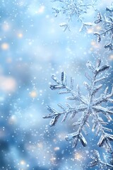 Poster - Sparkling Snowflakes on a Blue Winter Background Creating a Festive and Magical Holiday Mood