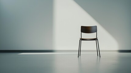 Poster - A single modern chair in an empty white room