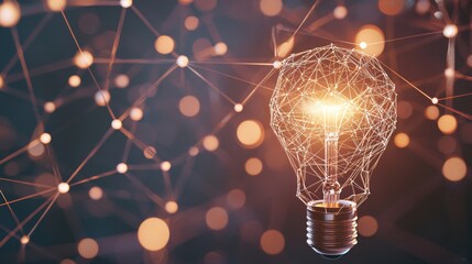 Poster - In a close-up shot, a glowing light bulb is depicted with vibrant bursts of colors, signifying creativity and innovation
