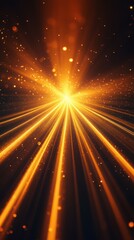 Fototapete - Bright orange beams of light radiating in a dark space create a vibrant and dynamic atmosphere